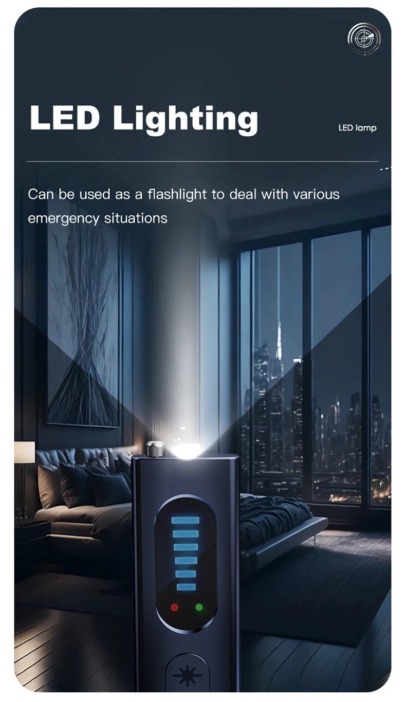 Hidden Camera Detector Anti-Spy Car GPS Tracker Listening Device Bug RF Wireless All Signal Scanner Gadget Security Protection