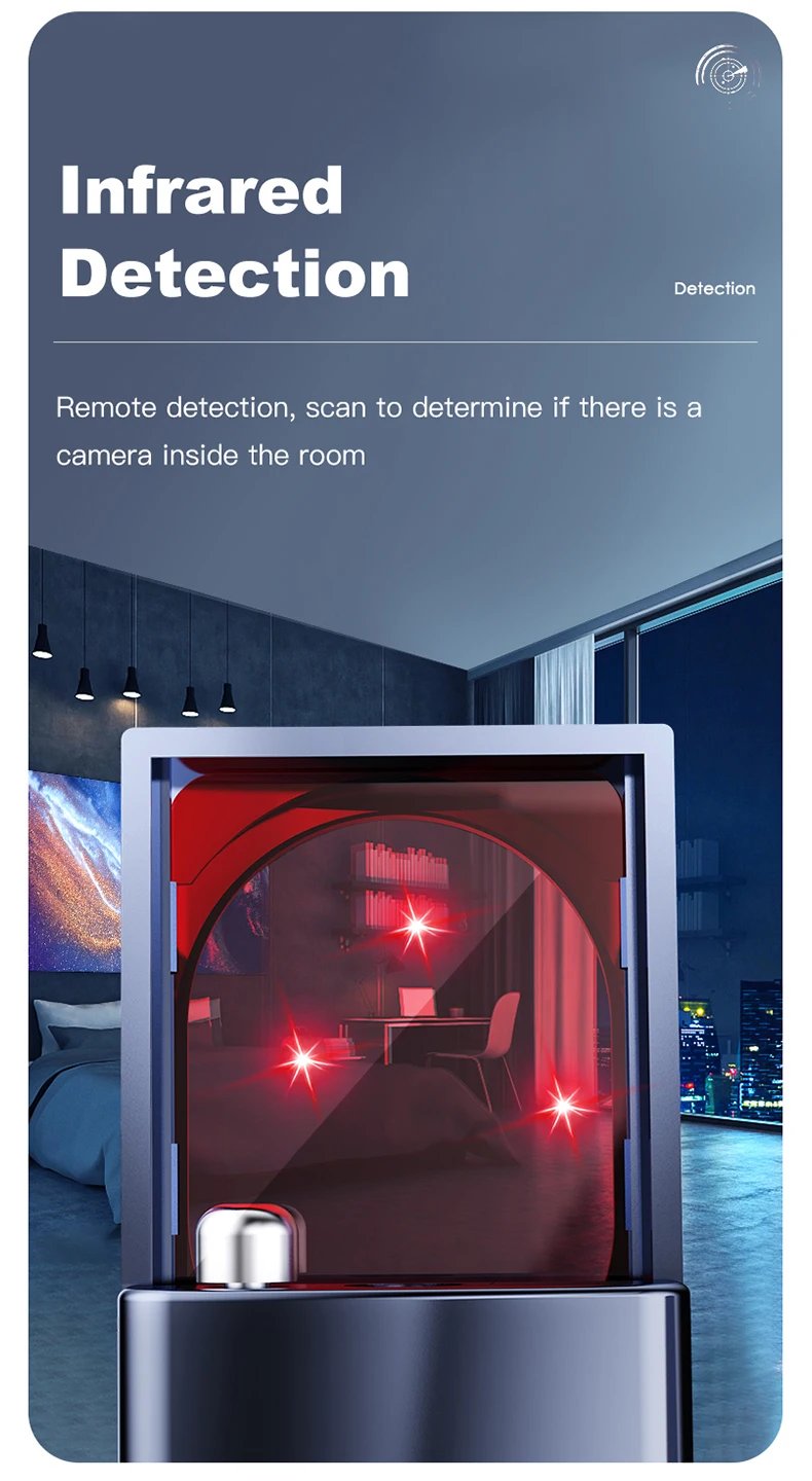 Hidden Camera Detector Anti-Spy Car GPS Tracker Listening Device Bug RF Wireless All Signal Scanner Gadget Security Protection