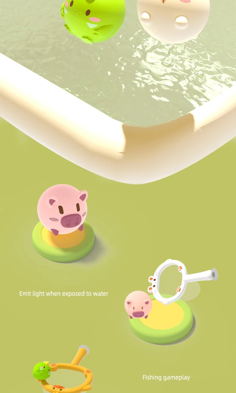 LED Light Up Toys Baby Cute Animals Bath Toy Swimming Water Soft Rubber Float Induction Luminous Duck for Kids Play Funny Gifts