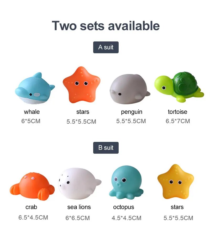 LED Light Up Toys Baby Cute Animals Bath Toy Swimming Water Soft Rubber Float Induction Luminous Duck for Kids Play Funny Gifts