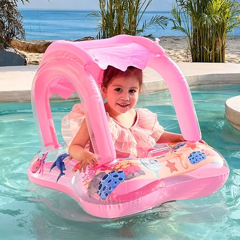 Baby Swimming Float with Sun Canopy Toddler Inflatable Swim Ring Pool Toys for 0-5Y Float Seat Kids Outdoor Water Fun Toys Baby Swimming Float with Sun Canopy Toddler Inflatable Swim Ring Pool Toys for 0-5Y Float Seat Kids Outdoor Water Fun Toys