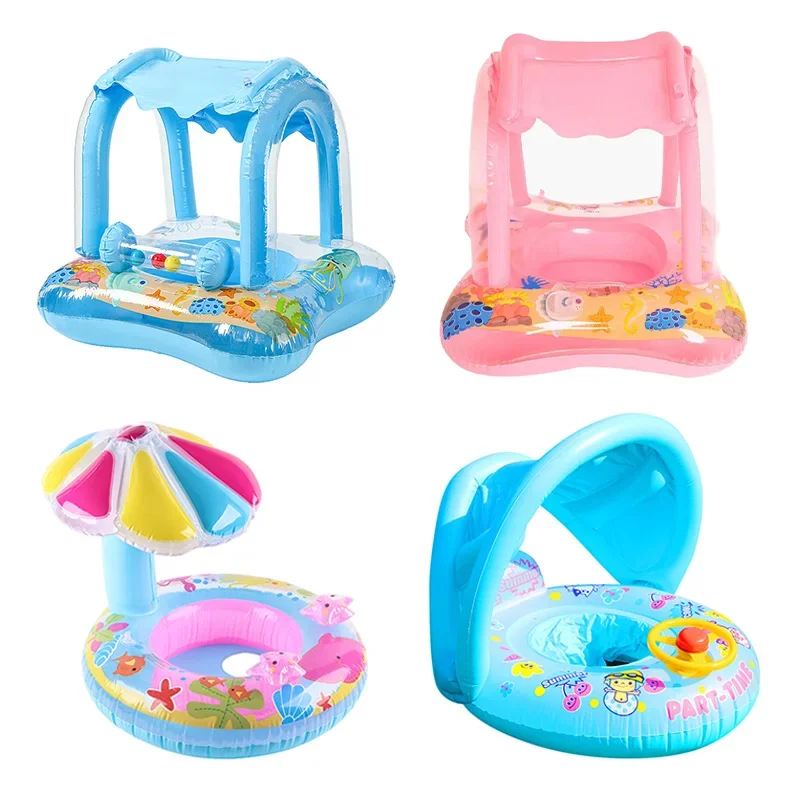 Baby Swimming Float with Sun Canopy Toddler Inflatable Swim Ring Pool Toys for 0-5Y Float Seat Kids Outdoor Water Fun Toys Baby Swimming Float with Sun Canopy Toddler Inflatable Swim Ring Pool Toys for 0-5Y Float Seat Kids Outdoor Water Fun Toys