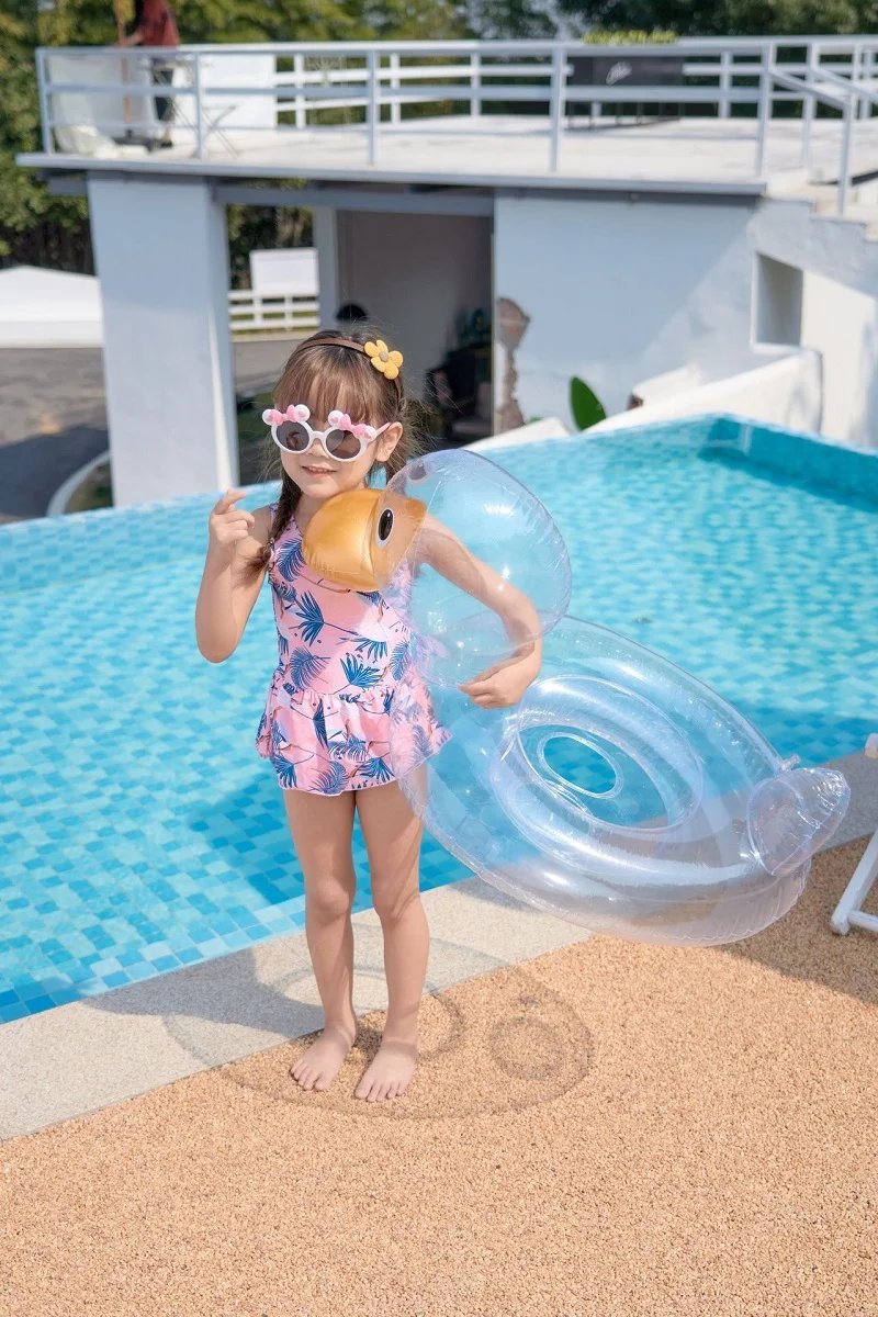 Rooxin Flamingo Swimming Circle Baby Infant Float Pool Swimming Ring With Sunshade Floating Seat Summer Beach Pool Party Toys
