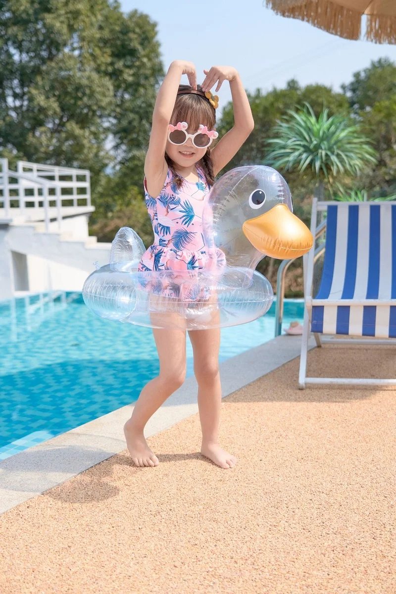 Rooxin Flamingo Swimming Circle Baby Infant Float Pool Swimming Ring With Sunshade Floating Seat Summer Beach Pool Party Toys
