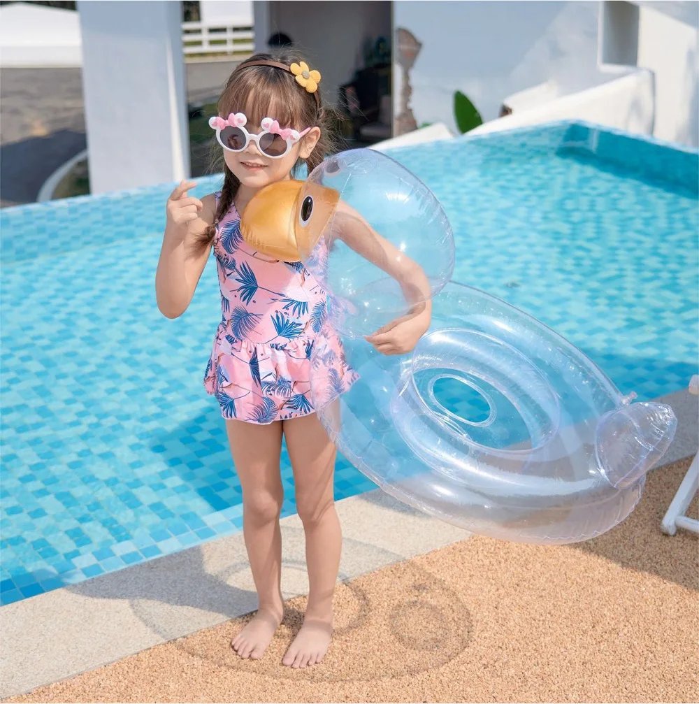 Rooxin Flamingo Swimming Circle Baby Infant Float Pool Swimming Ring With Sunshade Floating Seat Summer Beach Pool Party Toys