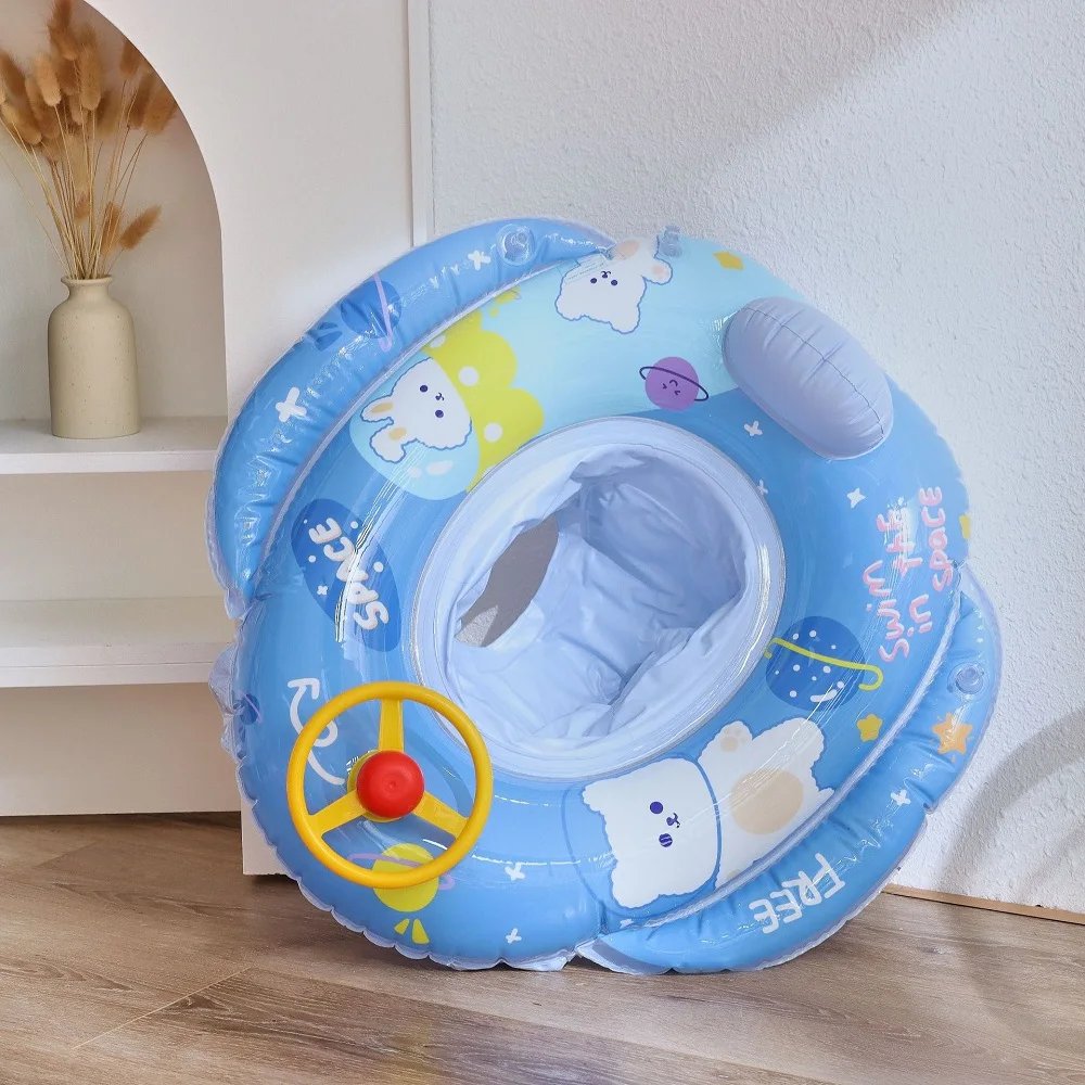 Rooxin Flamingo Swimming Circle Baby Infant Float Pool Swimming Ring With Sunshade Floating Seat Summer Beach Pool Party Toys