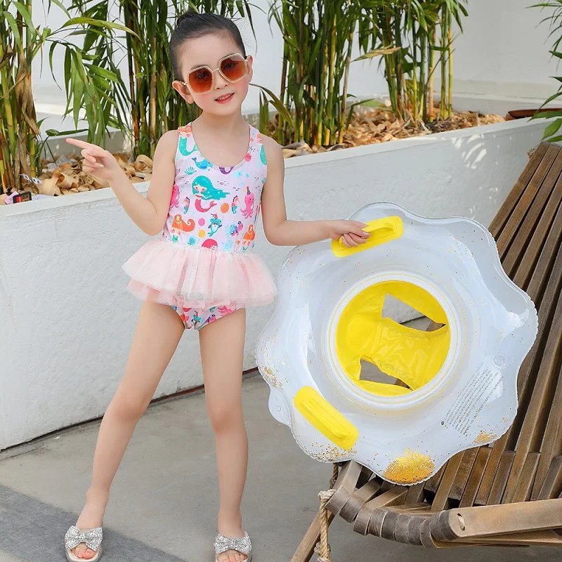 Rooxin Flamingo Swimming Circle Baby Infant Float Pool Swimming Ring With Sunshade Floating Seat Summer Beach Pool Party Toys