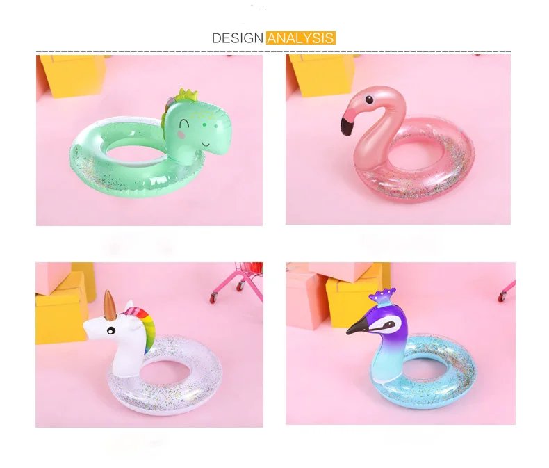 Rooxin Inflatable Flamingo Pool Float Baby Swimming Ring Summer Beach Party Pool Toys Unicorn Swimming Circle Pool Accessories