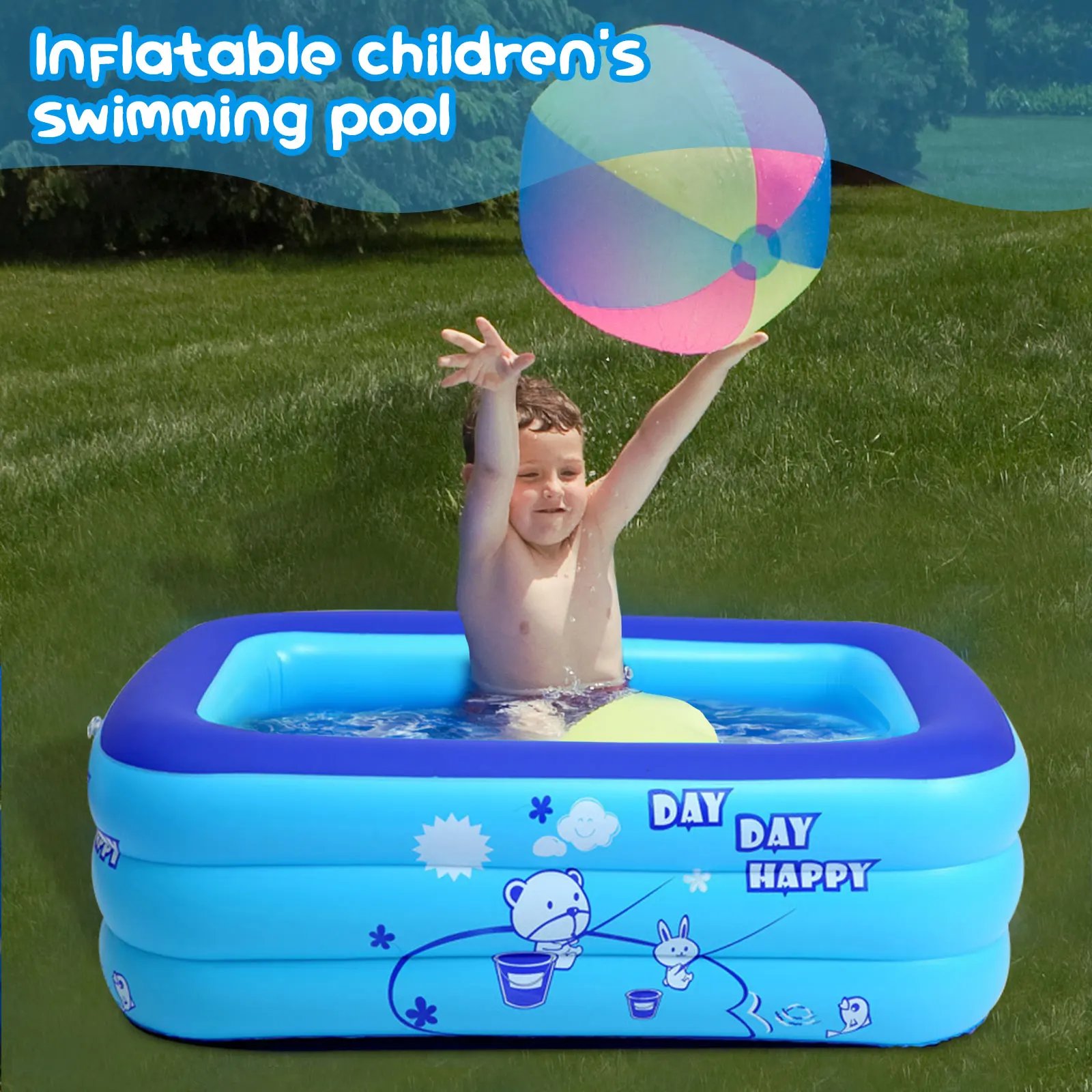 Thickening Inflatable Swimming Pool Family Summer Outdoor Water Play Pool Bathtub with Bubble Bottom for Kids 43x28x15inch Thickening Inflatable Swimming Pool Family Summer Outdoor Water Play Pool Bathtub with Bubble Bottom for Kids 43x28x15inch
