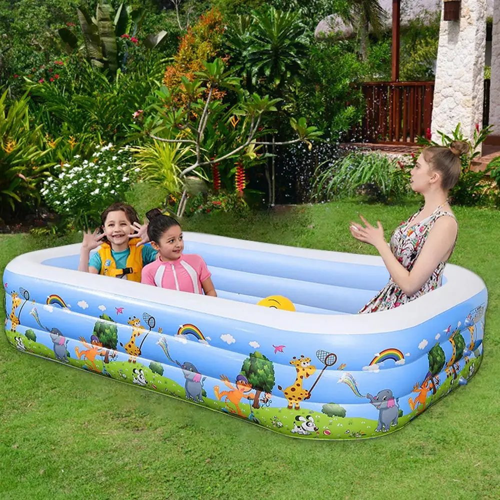 Inflatable Pool For Kids Square Thickened swimming pool Foldable Paddling Pool For Kids Space-Saving Swimming Pool For Family