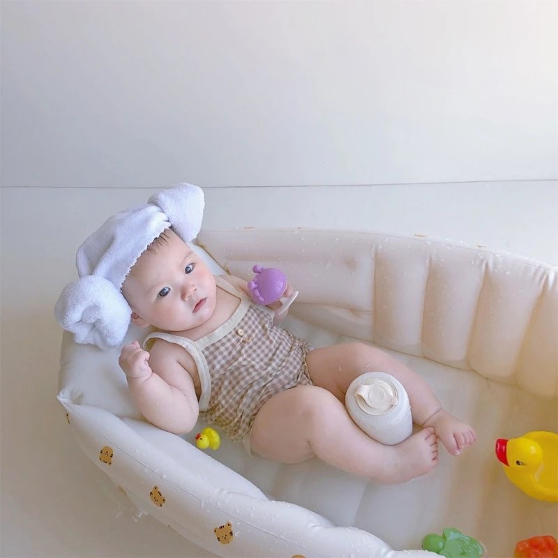 Cartoon Pattern Baby Inflatable Bathtub 90x55x30cm Foldable PVC Indoor Swimming Pool for Infants Summer Kids Water Fun Game