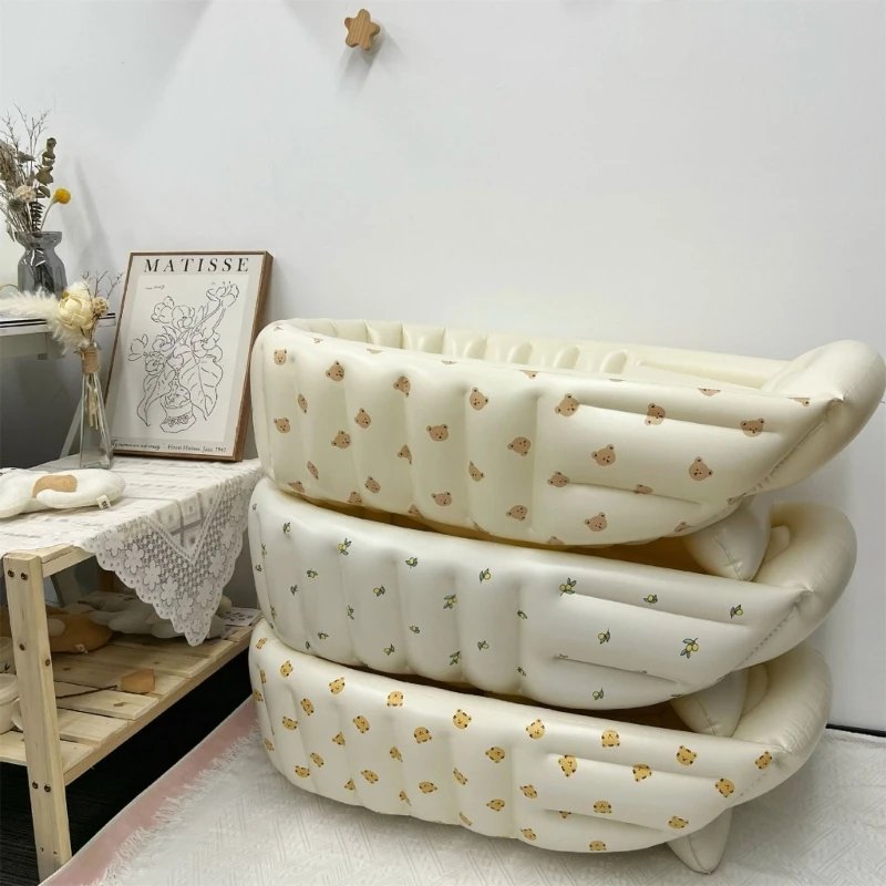 Cartoon Pattern Baby Inflatable Bathtub 90x55x30cm Foldable PVC Indoor Swimming Pool for Infants Summer Kids Water Fun Game