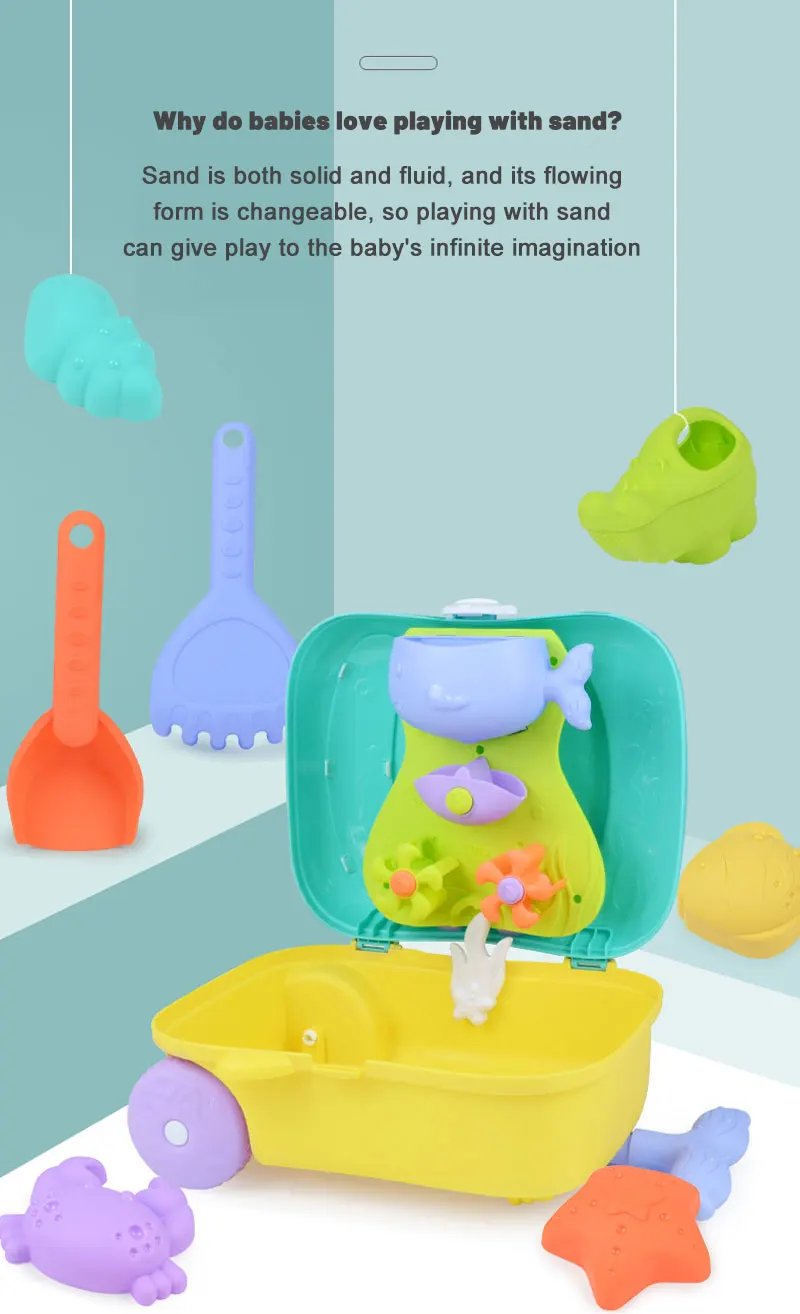 Summer Beach Sand Play Toys for Kids Luggage Toy Kit Water Toys Sand Bucket Pit Tool Outdoor Toys for Children Boy Girl Gifts