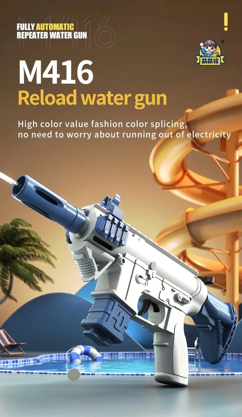 M416 Children Water Gun Continuous Shooting Gun Toy For Adults Outdoor Beach Water Swimming Splashing Game Kids Toys Boys Gift