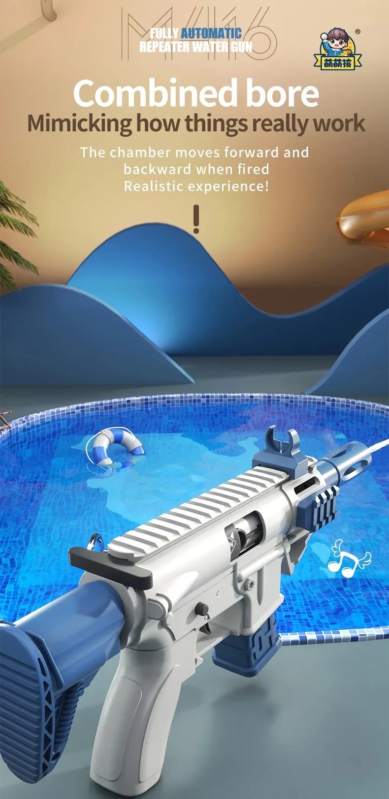 M416 Children Water Gun Continuous Shooting Gun Toy For Adults Outdoor Beach Water Swimming Splashing Game Kids Toys Boys Gift