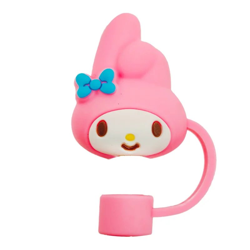 Sanrio Straw Cover Cap Hello Kitty Cinnamoroll Cute Cartoon Silicone Straw Plug Kuromi Melody Straw Accessories Theme Party Prop