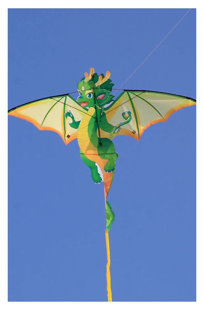 Yongjian Green Chinese Dragon Kite Upgraded Hot Cut Craft Cartoon Kite Suitable for Beginners  With 50m kite string