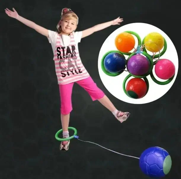 Skip Ball Outdoor Fun Toys Ball Exercise Coordination and Force Reaction Training Swing Ball Balance Hop Classical Skipping Toy