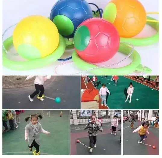 Skip Ball Outdoor Fun Toys Ball Exercise Coordination and Force Reaction Training Swing Ball Balance Hop Classical Skipping Toy