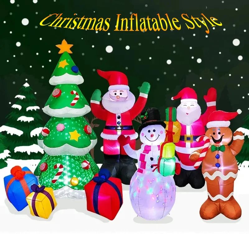 Christmas Inflatable Style Decoration Built-in LED Lights Inflatable Model Outdoor Ornament Xmas Party New Year Garden Decor