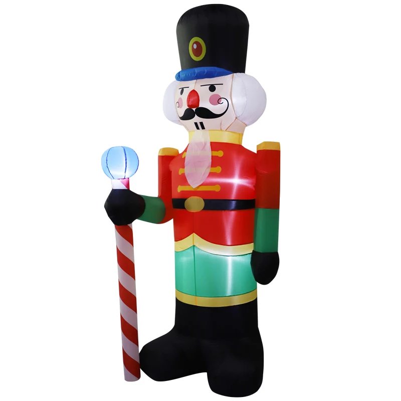 2.4M Inflatable Nutcracker Soldier built-in LED Light Outdoors Christmas Decorations for Indoor Home Yard Garden Xmas Decoratio