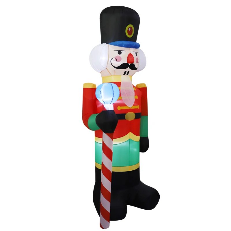 2.4M Inflatable Nutcracker Soldier built-in LED Light Outdoors Christmas Decorations for Indoor Home Yard Garden Xmas Decoratio