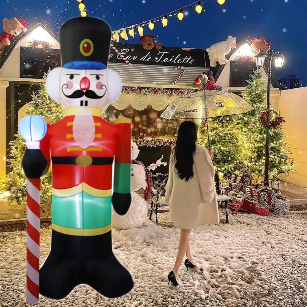 2.4M Inflatable Nutcracker Soldier built-in LED Light Outdoors Christmas Decorations for Indoor Home Yard Garden Xmas Decoratio
