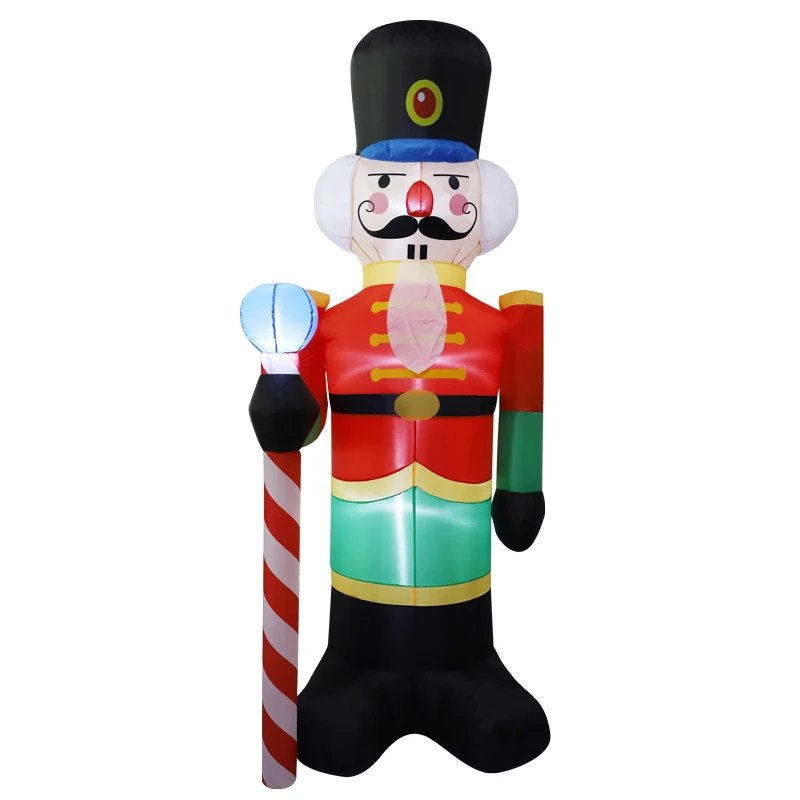 2.4M Inflatable Nutcracker Soldier built-in LED Light Outdoors Christmas Decorations for Indoor Home Yard Garden Xmas Decoratio