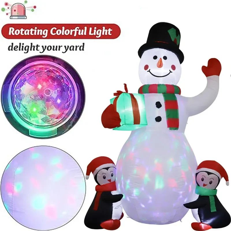 1.8m Christmas Decoration Inflatable Toy Gift Snowman Penguin Built-in LED Lights Indoor Outdoor New Year Party Garden Decor