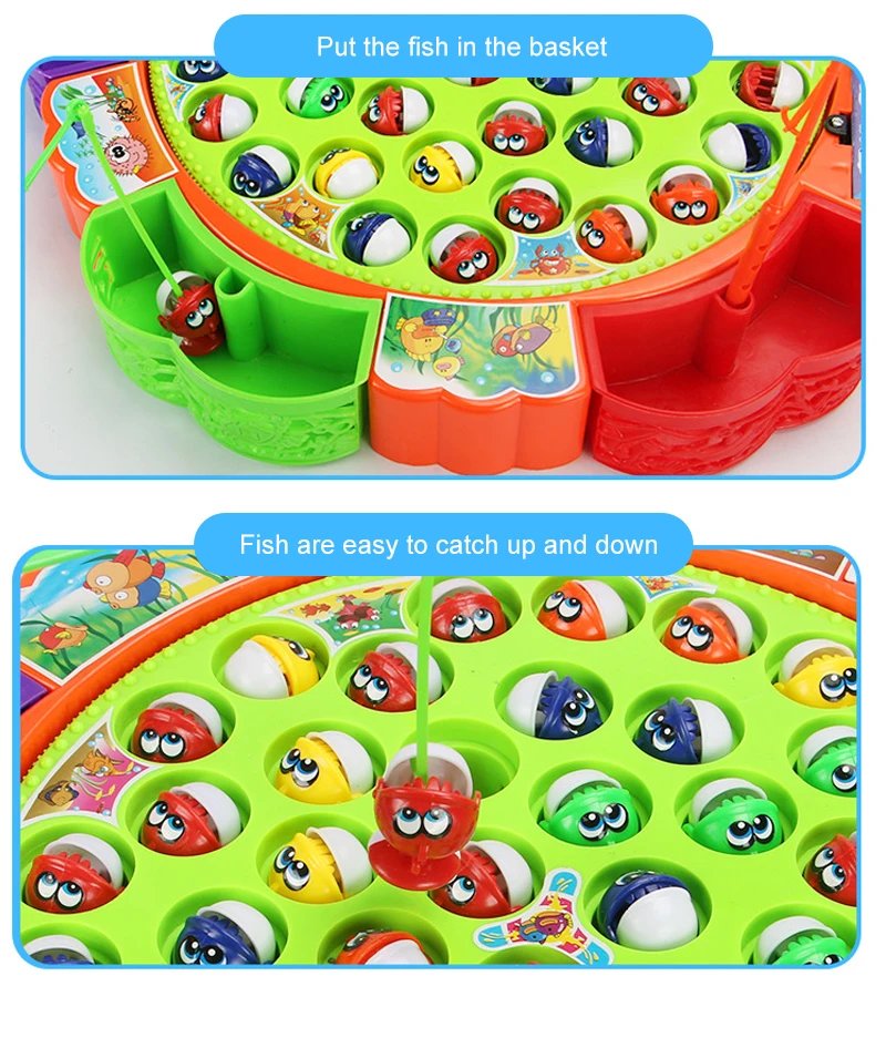 Electric Rotating Magnetic Fishing Toys Play Game Music Spinning Fish Plate Water Party Musical Sports Toy Set Children Kid Gift