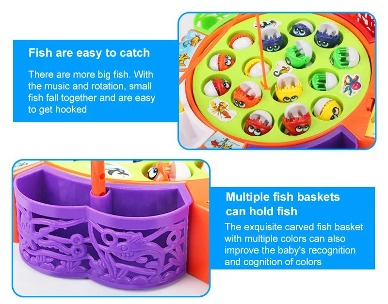 Electric Rotating Magnetic Fishing Toys Play Game Music Spinning Fish Plate Water Party Musical Sports Toy Set Children Kid Gift