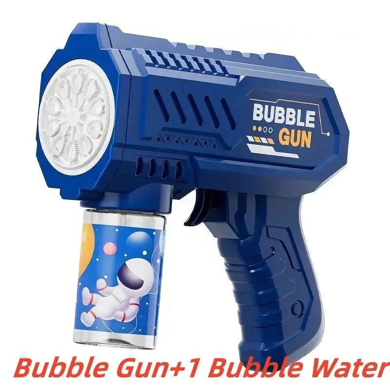 10 Holes Kids Bubble Gun Toys Rocket Soap Bubbles Machine Gun Shape Automatic Blower With Light Toys For Boys Girls Xmas Gift