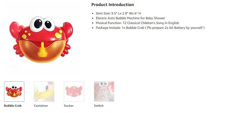 Baby Bath Toys Bubble Machine Duck Crabs Frog Music Kids Bath Toy Bathtub Automatic Bubble Maker Baby Bathroom Toy for Children