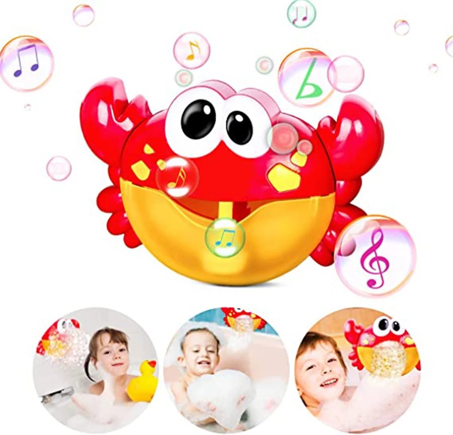 Baby Bath Toys Bubble Machine Duck Crabs Frog Music Kids Bath Toy Bathtub Automatic Bubble Maker Baby Bathroom Toy for Children