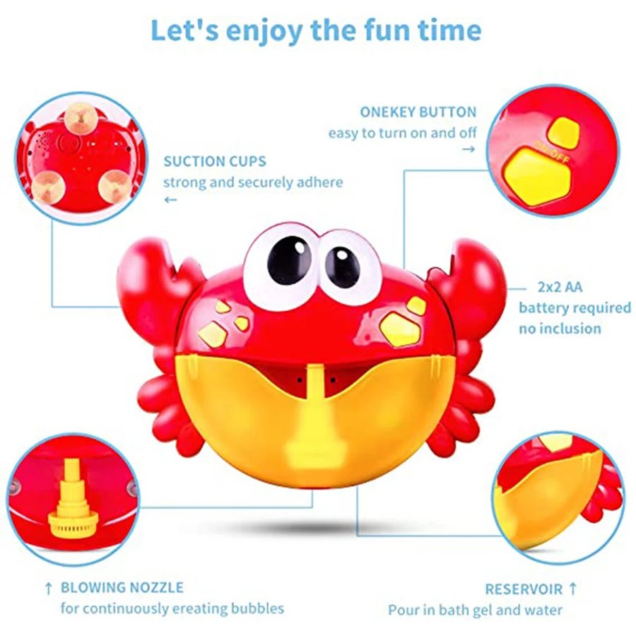 Baby Bath Toys Bubble Machine Duck Crabs Frog Music Kids Bath Toy Bathtub Automatic Bubble Maker Baby Bathroom Toy for Children