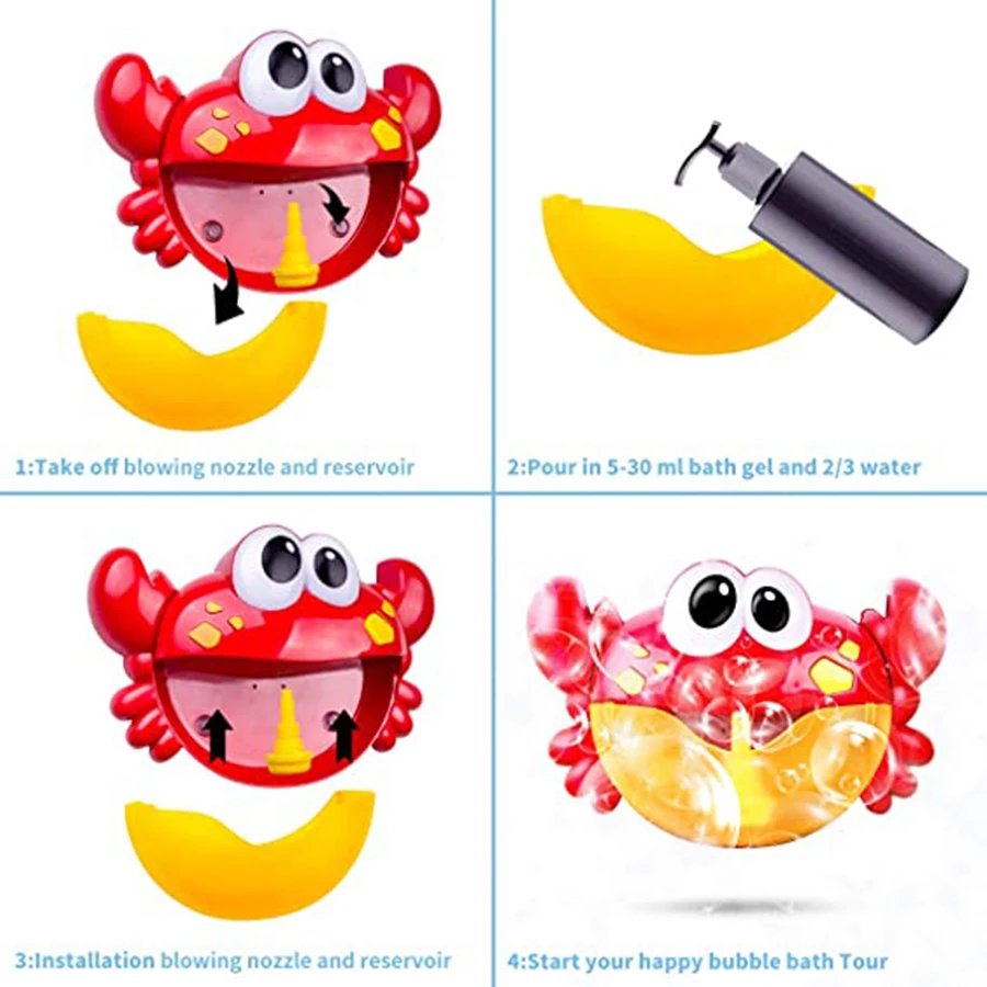 Baby Bath Toys Bubble Machine Duck Crabs Frog Music Kids Bath Toy Bathtub Automatic Bubble Maker Baby Bathroom Toy for Children