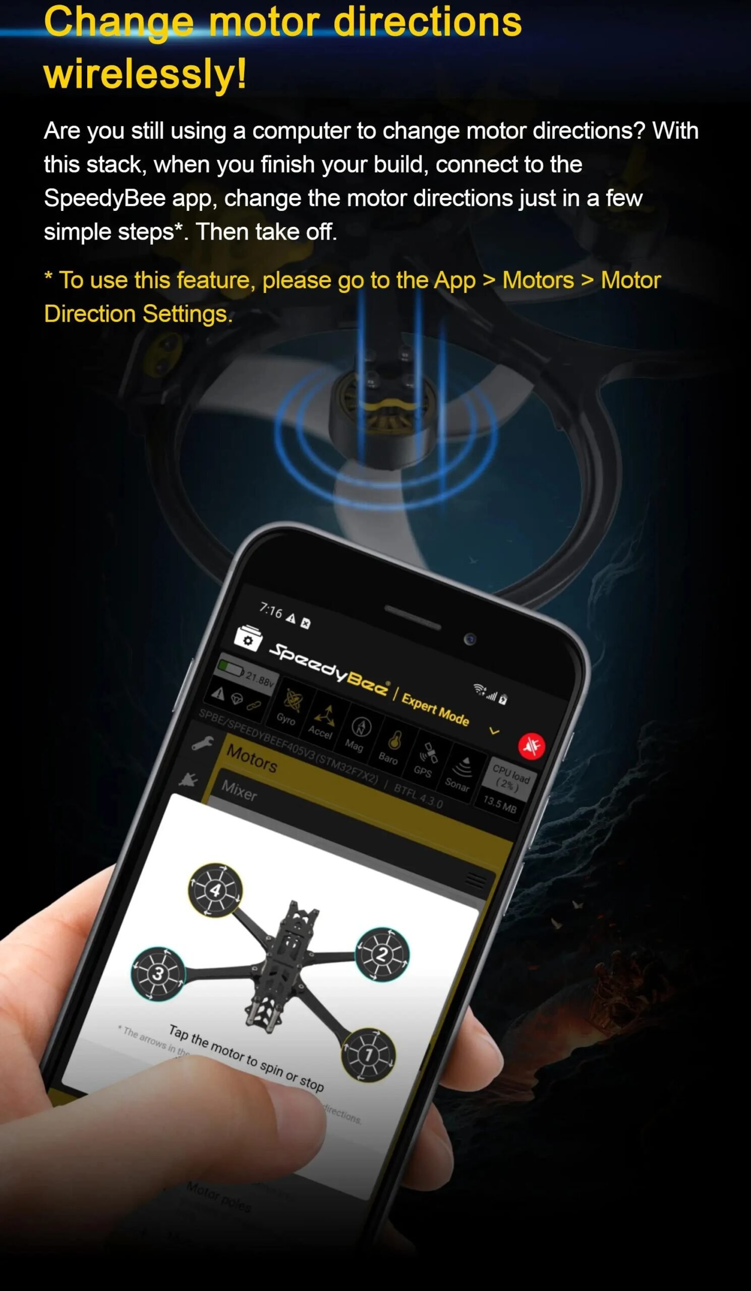 Speedybee F405 V4 Stack BLS 55A 4-in-1 ESC&FC 30x30 RC iNAV Betaflight Configure Bluetooth 3-6S FPV 5-8 inch frame Drone Parts