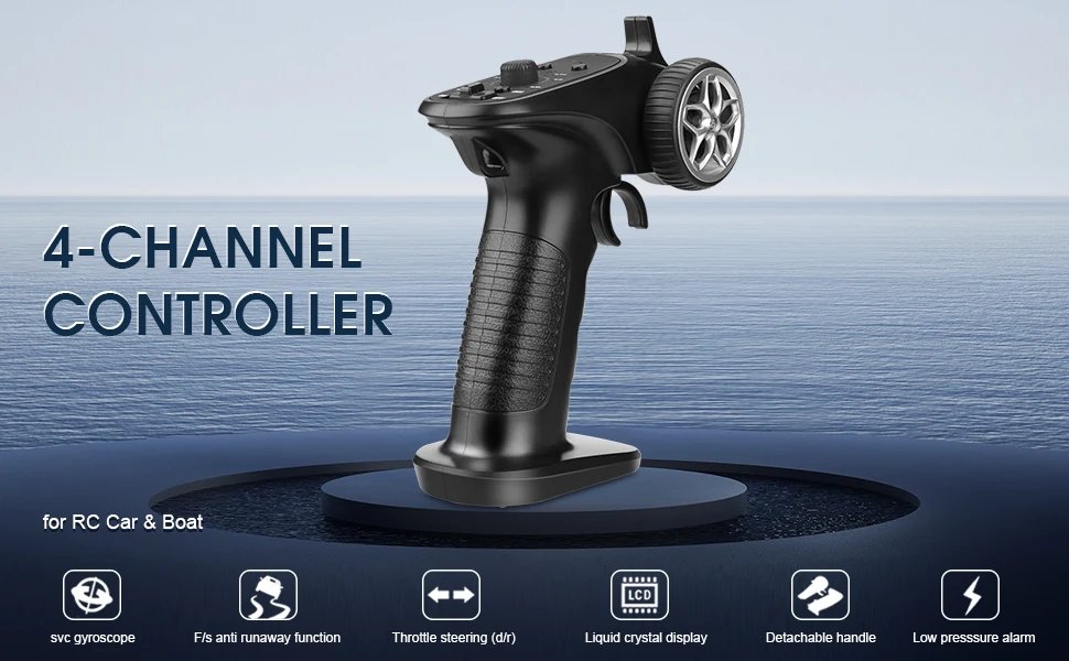 TX4 2.4GHz 4CH Radio System Transmitter Controller Remote Control w/ Receiver For RC Car Boat