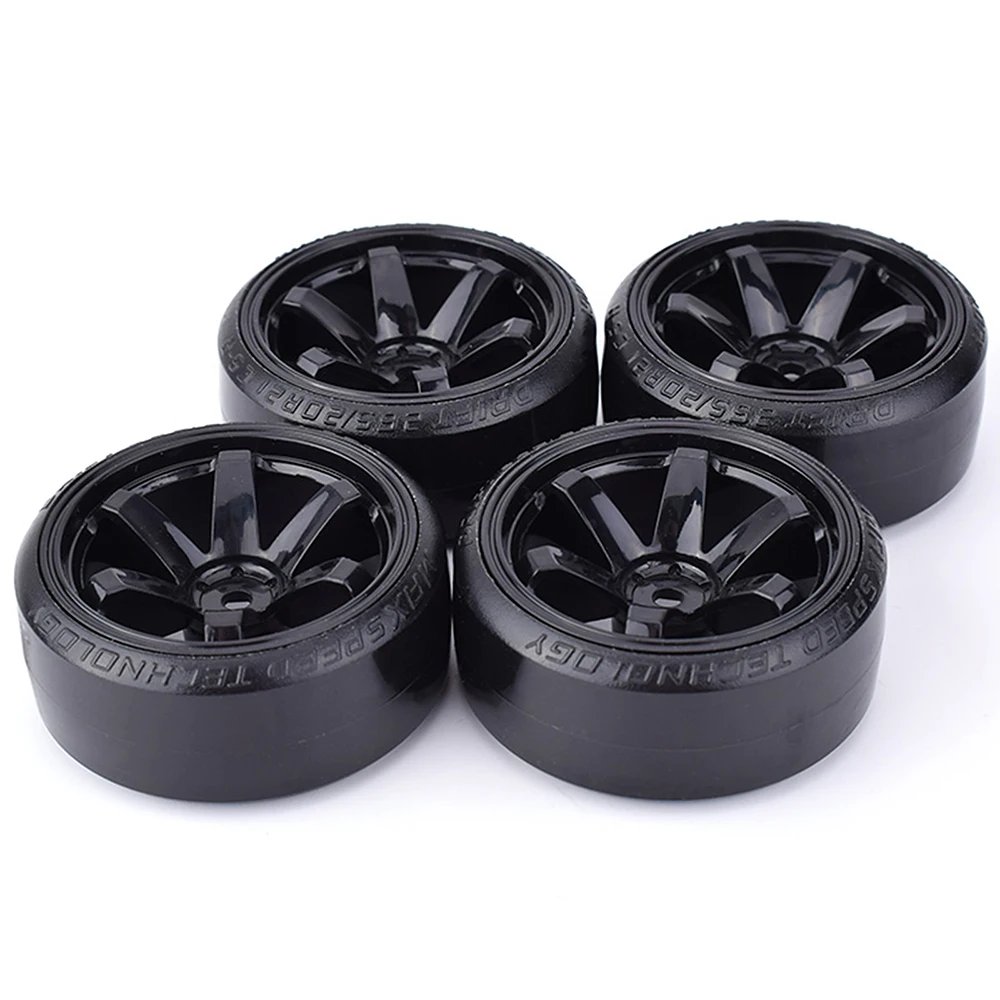 4PCS 1/10 RC Drift Cars Wheel Hub Hard Pattern Tyre for 1:10 HSP Redcat Wltoys WPL Tamiya Traxxas RC Drift Car Accessories Toys