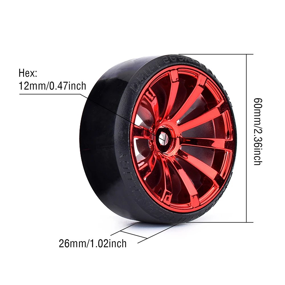 4PCS 1/10 RC Drift Cars Wheel Hub Hard Pattern Tyre for 1:10 HSP Redcat Wltoys WPL Tamiya Traxxas RC Drift Car Accessories Toys