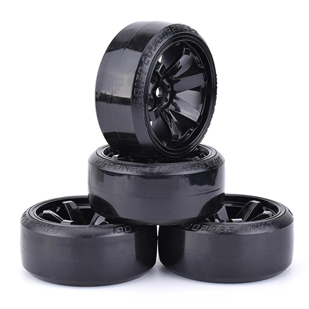 4PCS 1/10 RC Drift Cars Wheel Hub Hard Pattern Tyre for 1:10 HSP Redcat Wltoys WPL Tamiya Traxxas RC Drift Car Accessories Toys