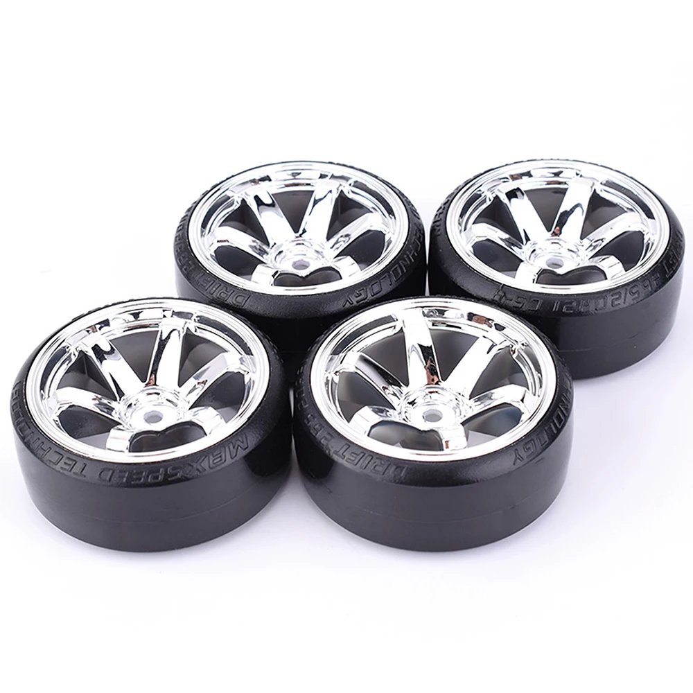4PCS 1/10 RC Drift Cars Wheel Hub Hard Pattern Tyre for 1:10 HSP Redcat Wltoys WPL Tamiya Traxxas RC Drift Car Accessories Toys