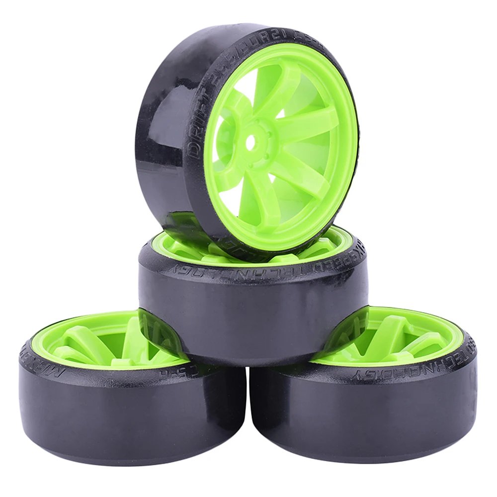 4PCS 1/10 RC Drift Cars Wheel Hub Hard Pattern Tyre for 1:10 HSP Redcat Wltoys WPL Tamiya Traxxas RC Drift Car Accessories Toys