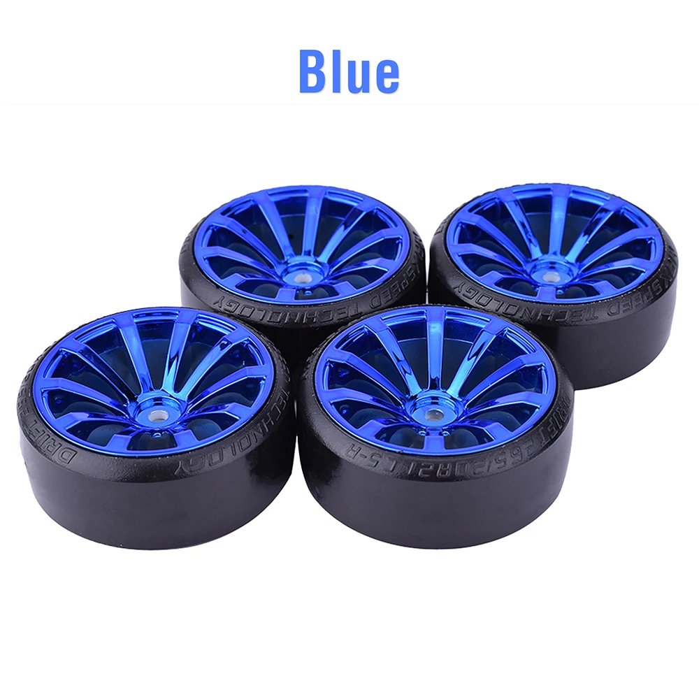 4PCS 1/10 RC Drift Cars Wheel Hub Hard Pattern Tyre for 1:10 HSP Redcat Wltoys WPL Tamiya Traxxas RC Drift Car Accessories Toys