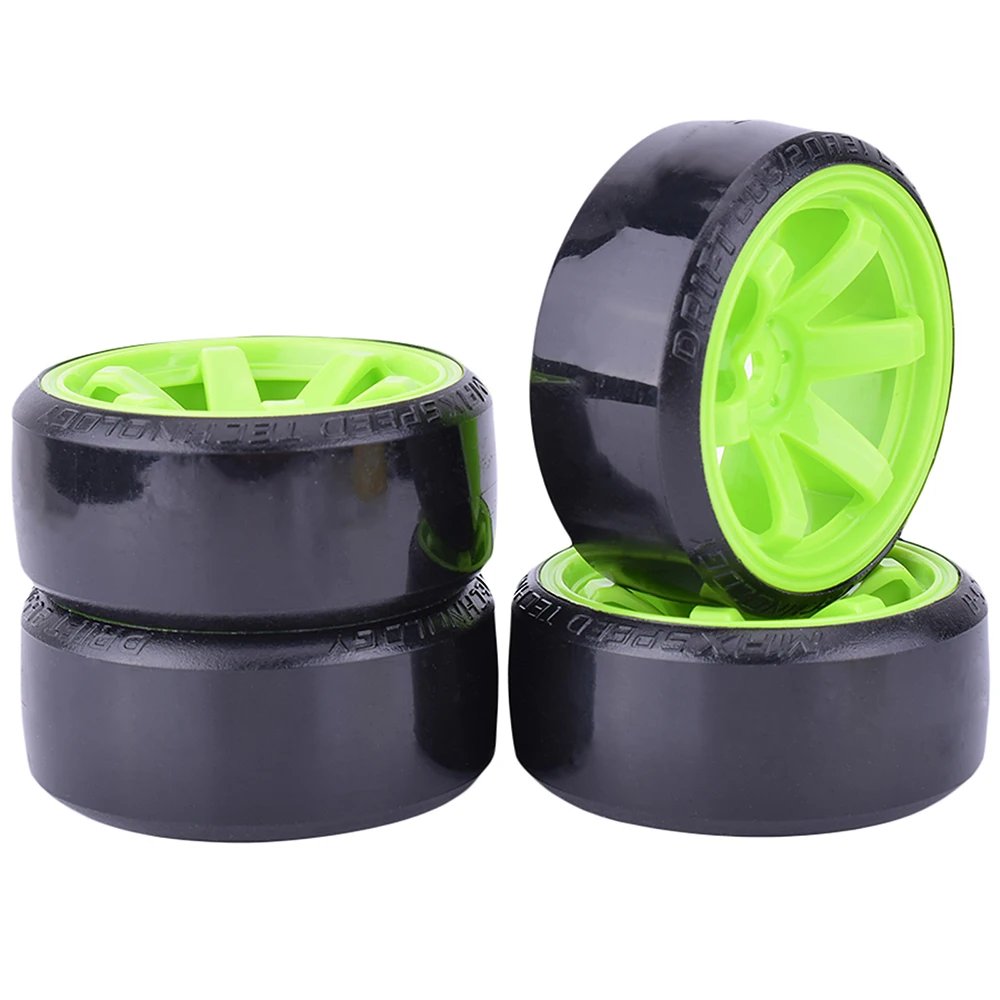 4PCS 1/10 RC Drift Cars Wheel Hub Hard Pattern Tyre for 1:10 HSP Redcat Wltoys WPL Tamiya Traxxas RC Drift Car Accessories Toys