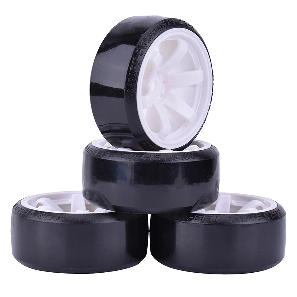 4PCS 1/10 RC Drift Cars Wheel Hub Hard Pattern Tyre for 1:10 HSP Redcat Wltoys WPL Tamiya Traxxas RC Drift Car Accessories Toys