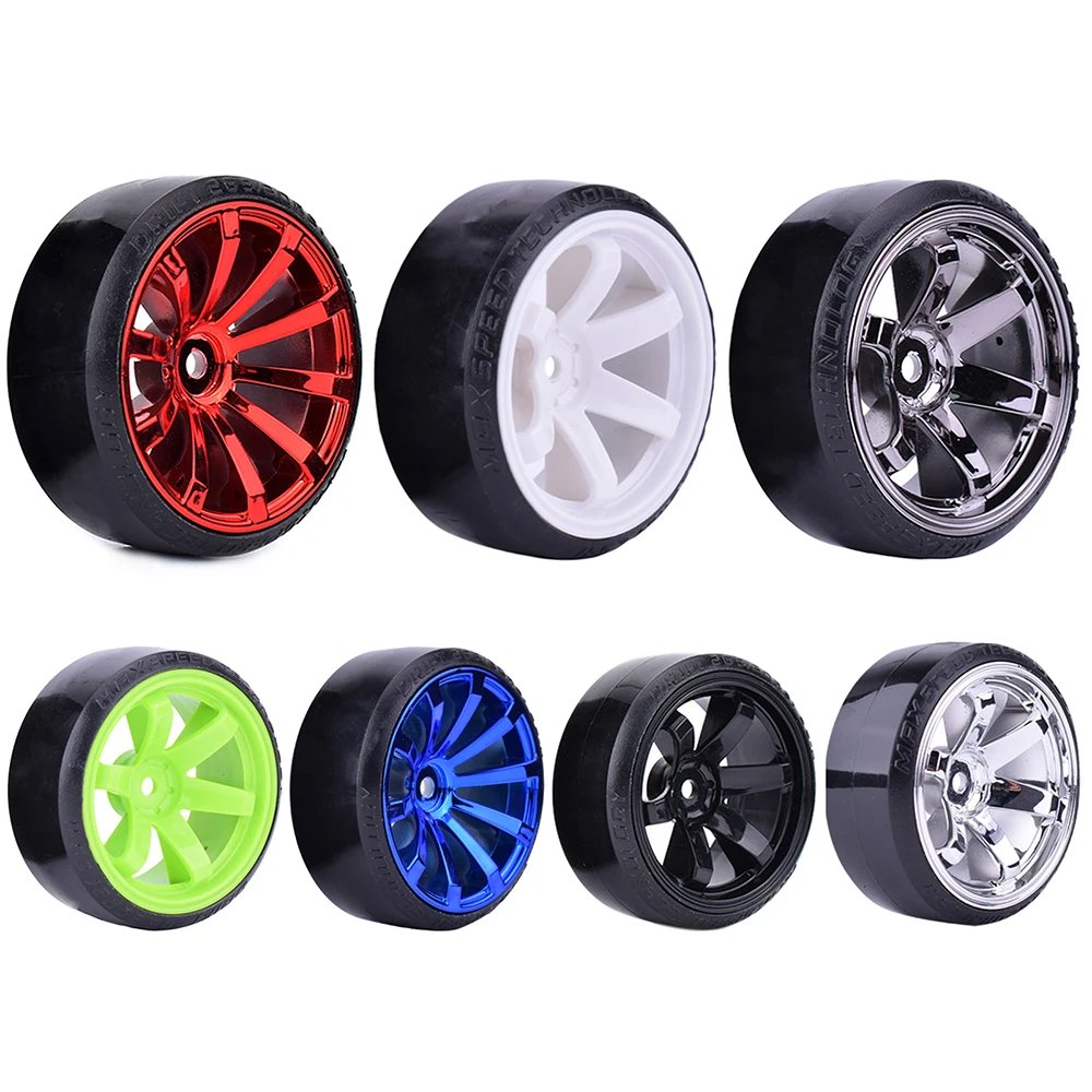 4PCS 1/10 RC Drift Cars Wheel Hub Hard Pattern Tyre for 1:10 HSP Redcat Wltoys WPL Tamiya Traxxas RC Drift Car Accessories Toys