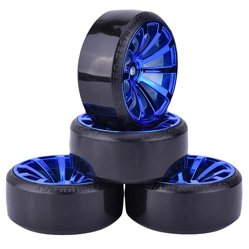 4PCS 1/10 RC Drift Cars Wheel Hub Hard Pattern Tyre for 1:10 HSP Redcat Wltoys WPL Tamiya Traxxas RC Drift Car Accessories Toys
