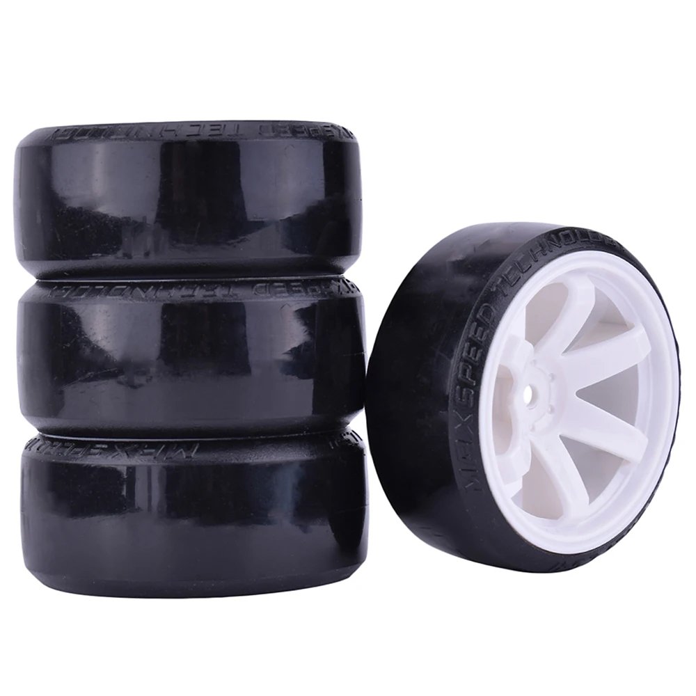 4PCS 1/10 RC Drift Cars Wheel Hub Hard Pattern Tyre for 1:10 HSP Redcat Wltoys WPL Tamiya Traxxas RC Drift Car Accessories Toys