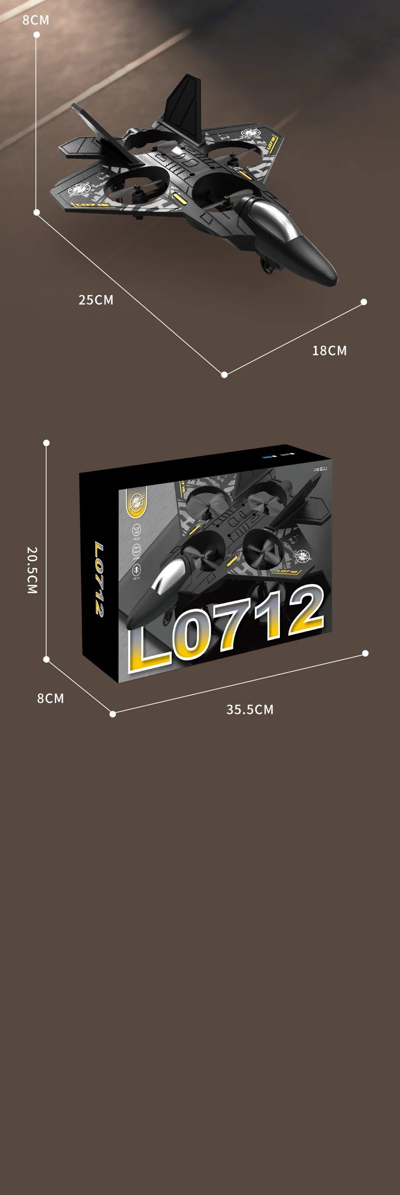 L0712 RC Plane 2.4G Remote Control Aircraft Gravity Sensing Aircraft Glider with Light EPP Foam Fighters for Boys Children